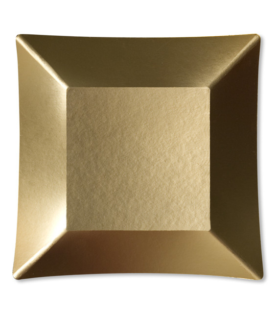 Piatti Piani di Carta Quadrati Piccoli Oro Satinato Wasabi 19 x 19 cm