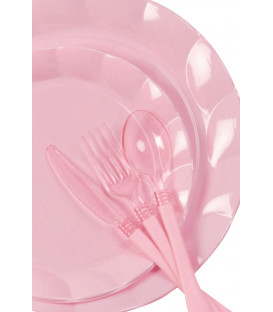 Piatti Piani di Plastica a Petalo Rosa 26 cm 2 confezioni