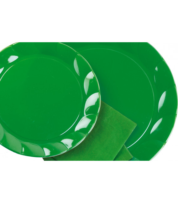 Piatti Piani di Plastica a Petalo Verde 34 cm 2 confezioni