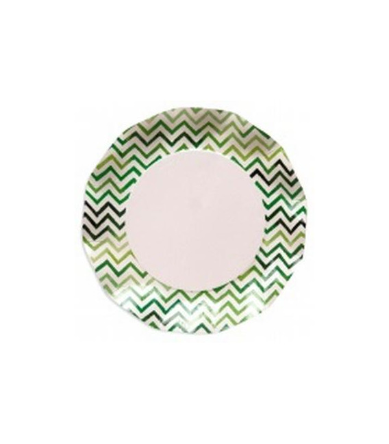 Piatti Piani di Carta a Petalo Chevron Verde 27 cm