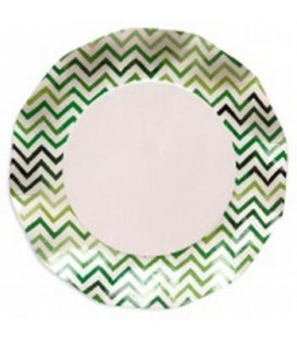 Piatti Piani di Carta a Petalo Chevron Verde 27 cm