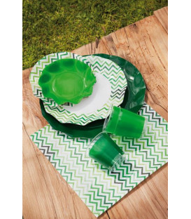 Piatti Piani di Carta a Petalo Chevron Verde 27 cm