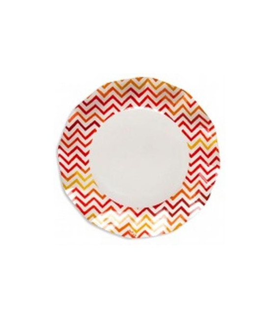 Piatti Piani di Carta a Petalo Chevron Rosso 27 cm