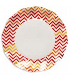 Piatti Piani di Carta a Petalo Chevron Rosso 27 cm