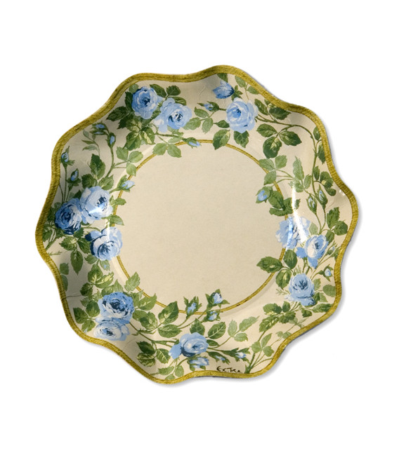 Piatti Fondi di Carta a Petalo Eden Blu 18,5 cm