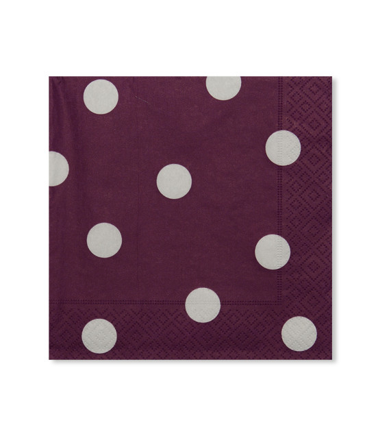 Tovaglioli Pois Prugna 33 x 33 cm 3 confezioni