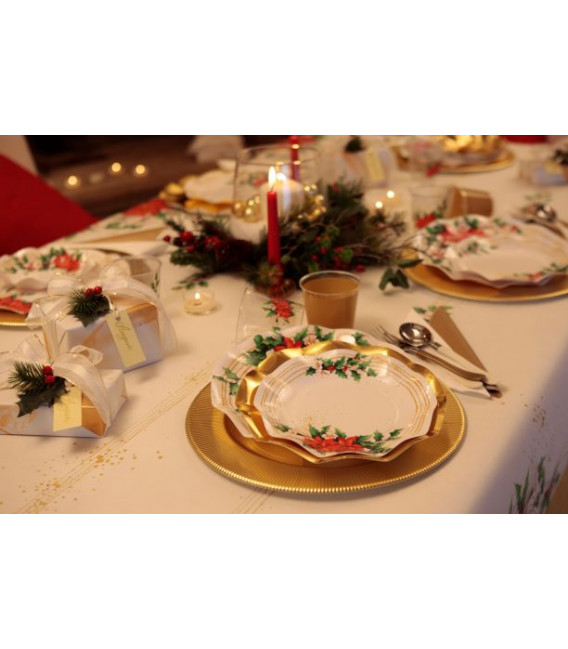 Piatti Piani di Carta a Petalo Fiori di Natale 21 cm