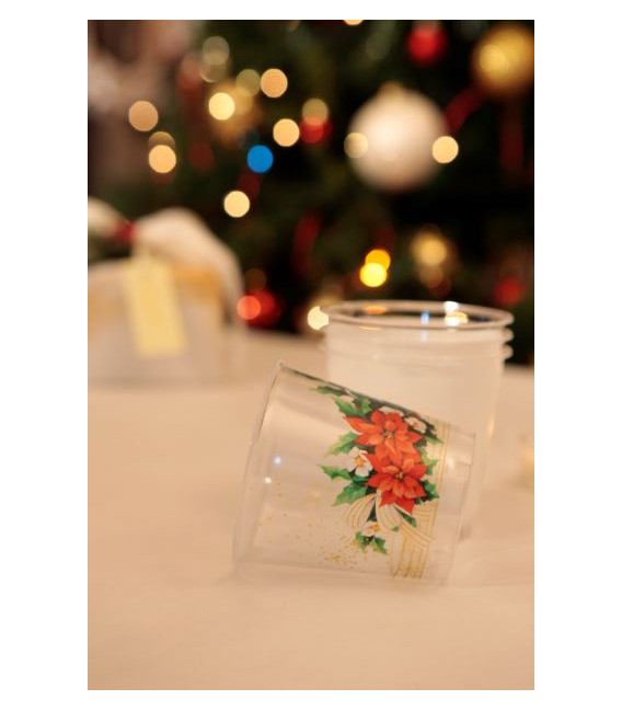 Bicchieri di Plastica Fiori di Natale 300 cc