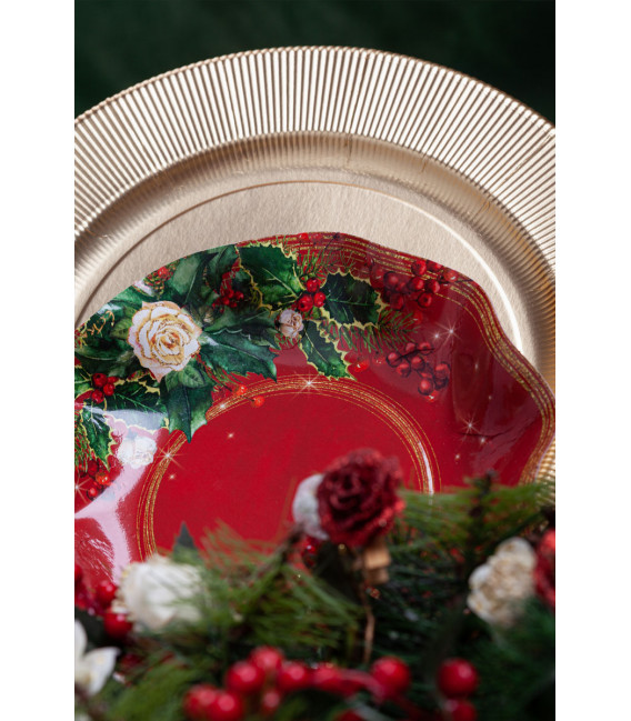 Piatti Fondi di Carta a Petalo Elegance Christmas 18,5 cm 
