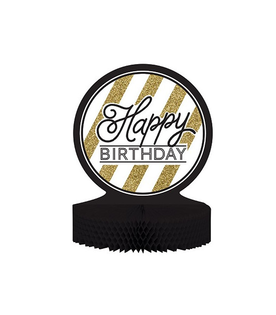 Centrotavola Happy Birthday Black & Gold