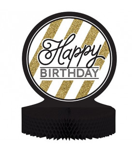 Centrotavola Happy Birthday Black & Gold