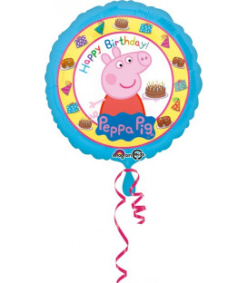 Pallone foil standard 17" - 42 cm Peppa Pig Happy Birthday