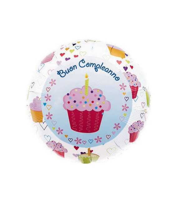 Pallone foil Buon Compleanno Cupcake