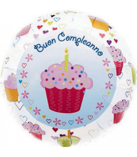 Pallone foil Buon Compleanno Cupcake