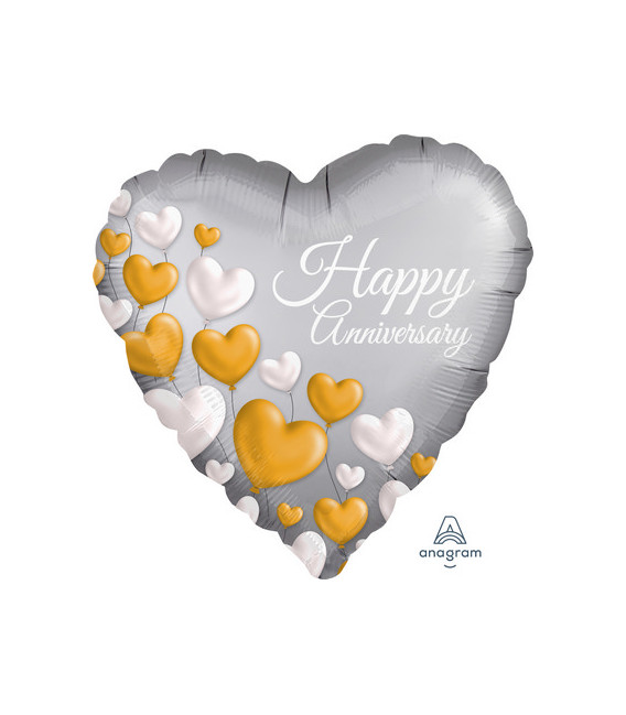 Pallone foil standard cuore Happy Anniversary