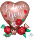 Pallone foil Supershape SATINATO Heart with flowers