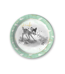 Piatto di carta grande 23 cm Bambi Metallizzato Disney