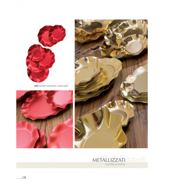 Piatti Piani di Carta a Petalo Rosso Metallizzato Satinato 21 cm