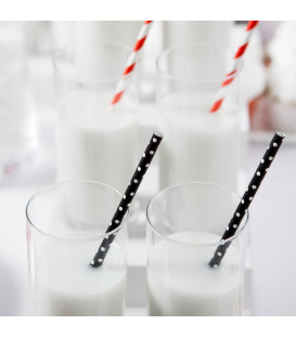 Cannucce Paper Straws Pois Nere 10 Pz PartyDeco