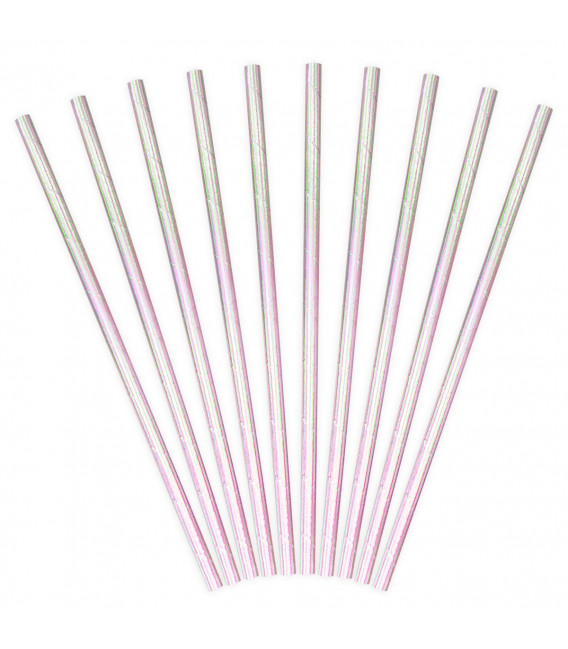 Cannucce Paper Straws Iridescenti 10 Pz PartyDeco