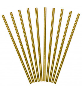 Cannucce Paper Straws Gold 10 Pz PartyDeco