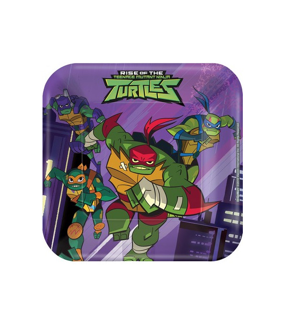 Piatto quadrato di carta 18 cm Tartarughe Ninja TMNT