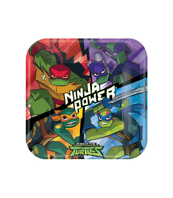 Piatto quadrato di carta 23 cm Tartarughe Ninja TMNT