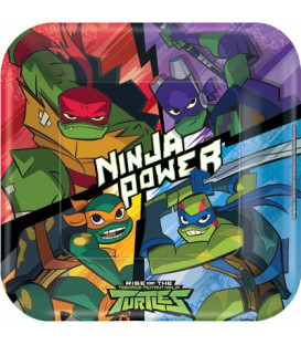 Piatto quadrato di carta 23 cm Tartarughe Ninja TMNT