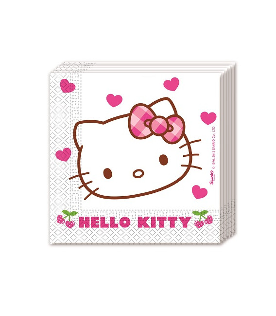 Tovagliolo 33 x 33 cm Hello Kitty Hearts 3 confezioni