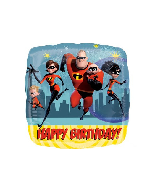 Pallone foil standard 17" - 42 cm Incredibles Happy Birthday 1 pz