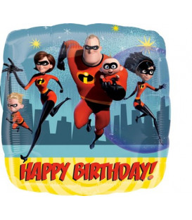 Pallone foil standard 17" - 42 cm Incredibles Happy Birthday 1 pz