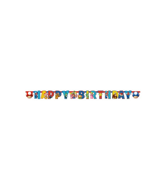 Festone snodabile Happy Birthday personalizzabile 190 x 18 cm Supermario 1 pz
