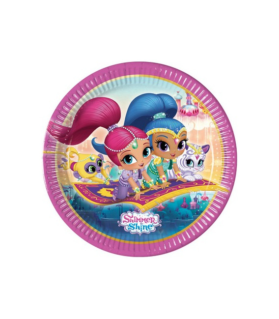 Piatto 23 cm Shimmer & Shine Glitter Friends 8 pz