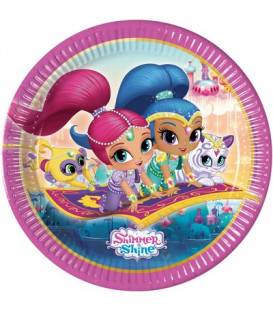 Piatto 23 cm Shimmer & Shine Glitter Friends 8 pz