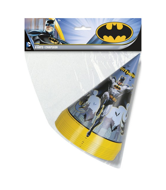 Cappello cartoncino cono Batman 8 pz