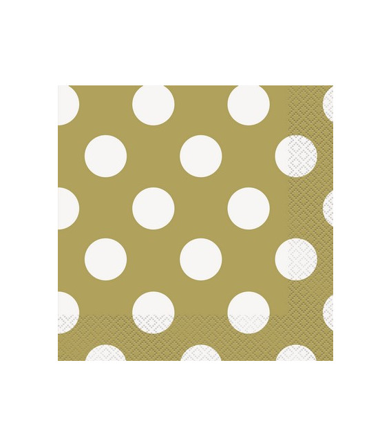 Tovagliolo 33 x 33 cm Oro pois bianchi 3 confezioni