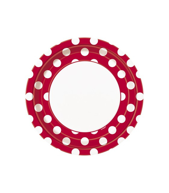 Piatto 23 cm Rosso Pois Bianchi 8 pz