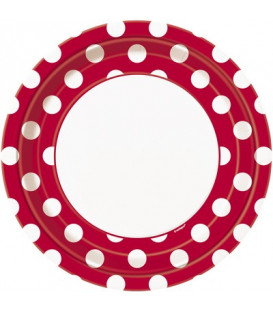 Piatto 23 cm Rosso Pois Bianchi 8 pz