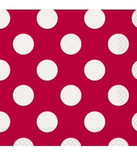 Tovagliolo 25 x 25 cm Rosso Pois Bianchi 3 confezioni