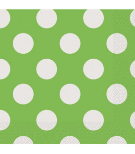 Tovagliolo 33 x 33 cm Verde Lime Pois Bianchi 3 confezioni