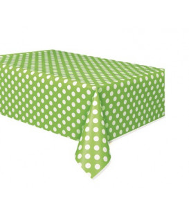 Tovaglia plastica 137 x 274 cm Verde Lime Pois Bianchi 1 pz