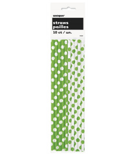 Cannucce carta Verde Lime Pois H.21 cm 10 pz