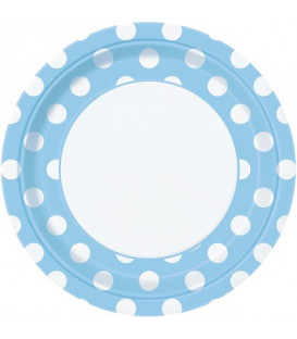 Piatto 23 cm Azzurro Pois Bianchi 8 pz