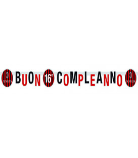 Festone Buon Compleanno Jumbo 294x20 cm personalizzabile con adesivi Milan 1 pz