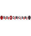 Festone Buon Compleanno Jumbo 294x20 cm personalizzabile con adesivi Milan 1 pz