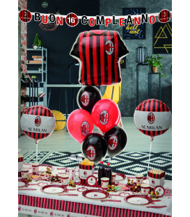 Festone Buon Compleanno Jumbo 294x20 cm personalizzabile con adesivi Milan 1 pz