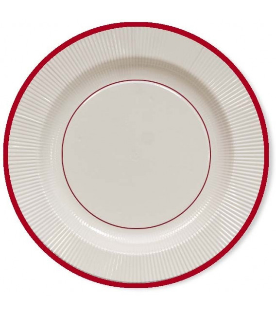 Piatti Piani di Carta a Righe Bordo Rosso Classic Red 27 cm