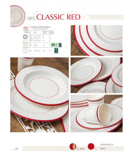 Piatti Piani di Carta a Righe Bordo Rosso Classic Red 27 cm