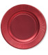 Piatti Piani di Carta a Righe Rosso Metallizzato Satinato 21 cm