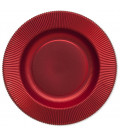 Piatti Fondi di Carta a Righe Rosso Metallizzato Satinato 25,5 cm